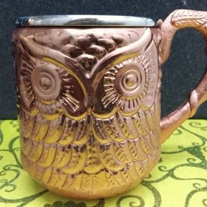 A set of 4 copper Moscow mule owl mugs